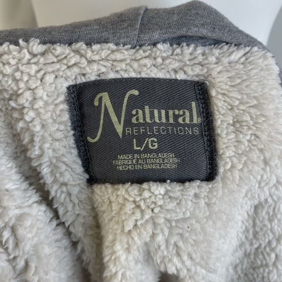 Natural Reflections Sherpa Lined Hoodie Shirt Jacket Womens L Red Plaid Flannel - Picture 13 of 16